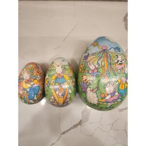 Set of 3 Vintage‎ paper mache nesting Easter Eggs